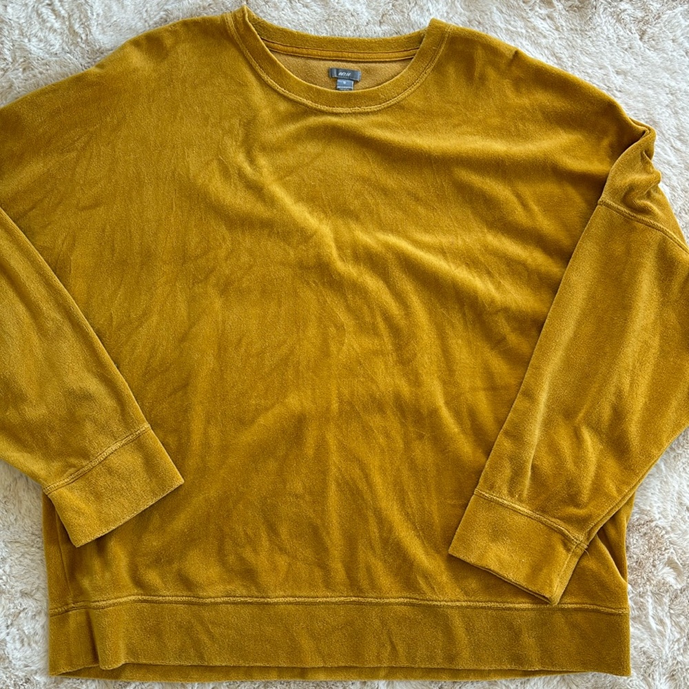 aerie mustard gold drop shoulder velvet sweater, size XL